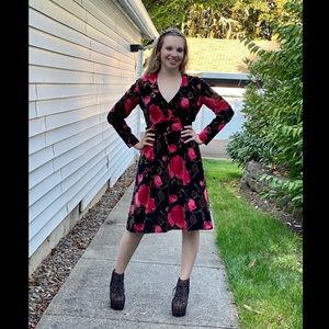 1970’s Velvet GEORGETTE TRIGERE Rose Print Dress